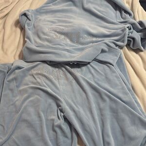 Juicy Couture Light Blue Velour Pajama Set